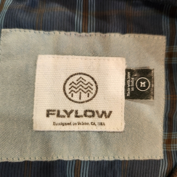 Flylow Long Sleeve Snap Button Blue Plaid Outdoor Hiking Fishing Mens Size M - Picture 6 of 10